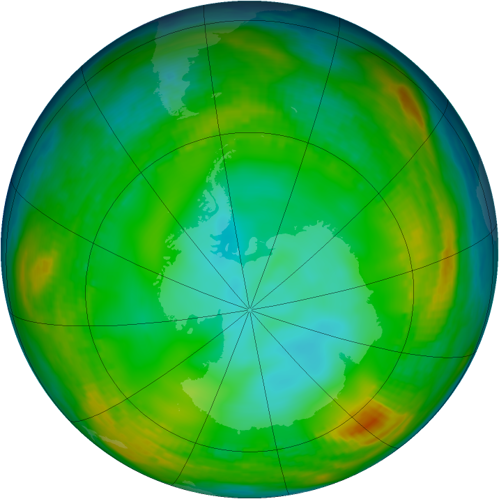 Antarctic ozone map for 09 July 1980